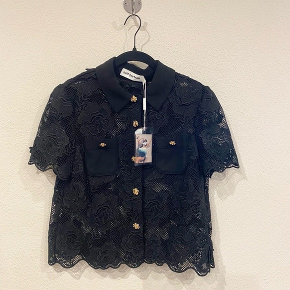 NWT SELF PORTRAIT lace top with buttons Size 6 - Picture 2 of 5